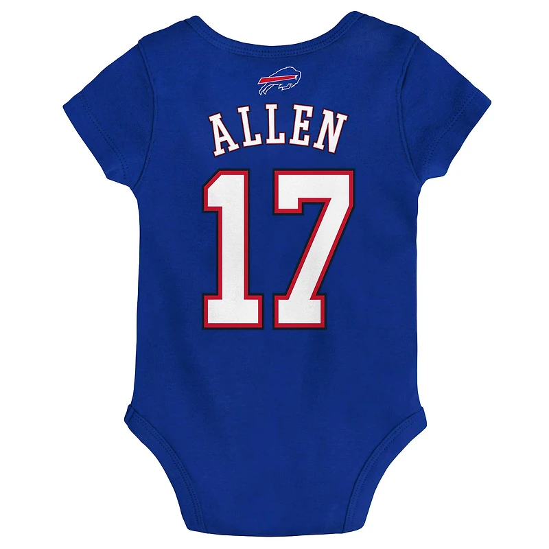 Body pour bébé Josh Allen Royal Buffalo Bills Mainliner Nom et numéro du joueur