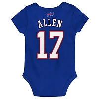 Body pour bébé Josh Allen Royal Buffalo Bills Mainliner Nom et numéro du joueur
