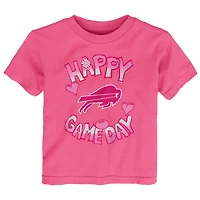T-shirt rose pour bébé avec inscription « Happy Gameday » des Buffalo Bills