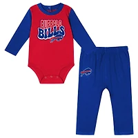 Infant Red/Royal Buffalo Bills Double Up Long Sleeve Bodysuit Pant Set