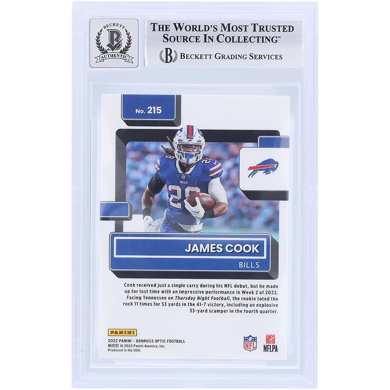 V106832 Bills James Cook Buffalo Bills Autographié 2022 Panini Donruss Optic #4 #215 Beckett Fanatics Witnessed Authenticated 10 Rookie Card 4 James Cook AUT PAA TRADING CARDS 45867 AUTTRC CA01F08285 #26