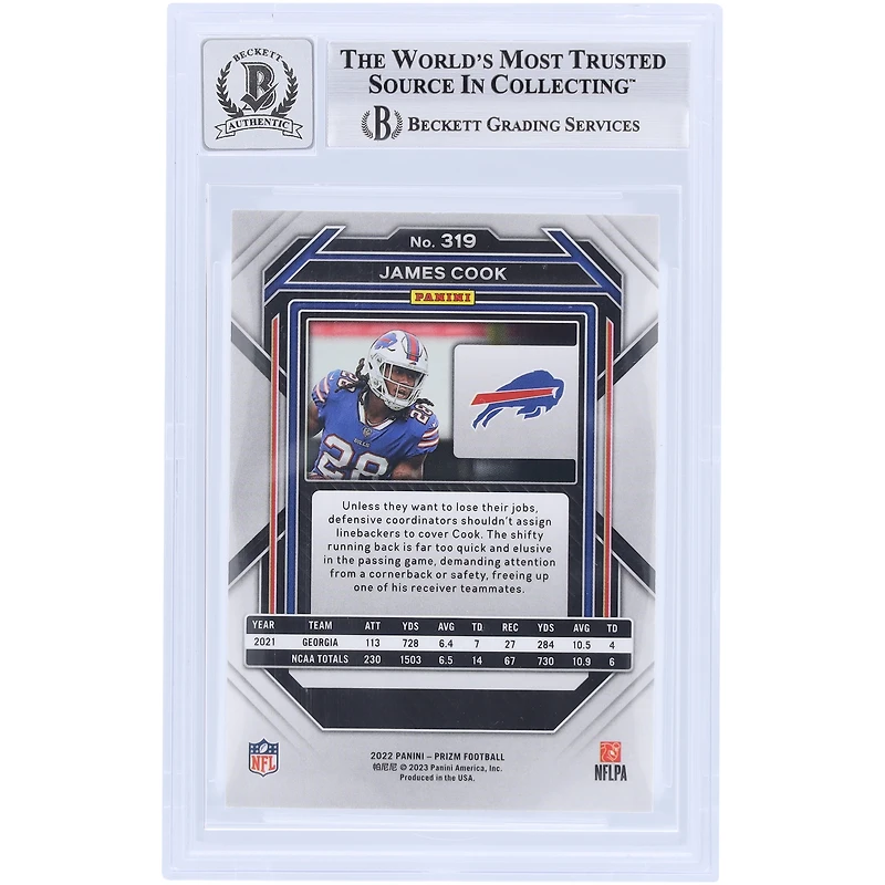 V106832 Bills James Cook Buffalo Bills Autographié 2022 Panini Prizm #4 #319 Beckett Fanatics Witnessed Authenticated 10 Rookie Card 4 James Cook AUT PAA TRADING CARDS 45867 AUTTRC CA01F08291 #32