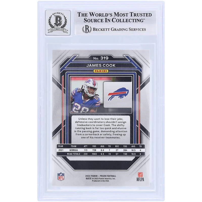 V106832 Bills James Cook Buffalo Bills Autographié 2022 Panini Prizm #28 #319 Beckett Fanatics Witnessed Authenticated 10 Rookie Card 4 James Cook AUT PAA TRADING CARDS 45867 AUTTRC CA01F08294 #35