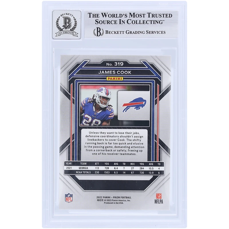 V106832 Bills James Cook Buffalo Bills Autographié 2022 Panini Prizm #4 #319 Beckett Fanatics Witnessed Authentifié 9/10 Rookie Card 4 James Cook AUT PAA TRADING CARDS 45867 AUTTRC CA01F08292 #33