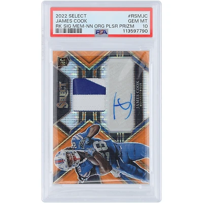 James Cook Buffalo Bills Autographed 2022 Panini Select Dual-Color Relic Orange Pulsar Prizm #RSM-JC #24/30 PSA Authenticated 10 Rookie Card