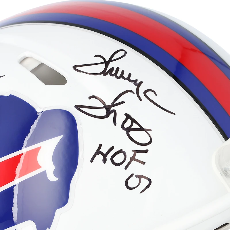 Jim Kelly, Andre Reed & Thurman Thomas Buffalo Bills Autographed Riddell Speed Authentic Helmet with Multiple HOF Inscriptions