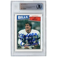 Jim Kelly Buffalo Bills a autographié la carte Topps #362 Beckett de 1987, les fanatiques ont été témoins d'une carte de recrue authentifiée avec l'inscription « HOF 02 »