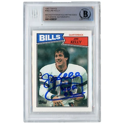 Jim Kelly Buffalo Bills Autographed 1987 Topps #362 Beckett Fanatics Witnessed Authenticated Rookie Card with "HOF 02" Inscription