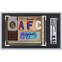 Jim Kelly Buffalo Bills Autographed 2006 Playoff National Treasures AFC Prime Timeline Materials Triple Tri-Color Relic #TL-JK #3/5 SGC Authenticated 8.5 Card