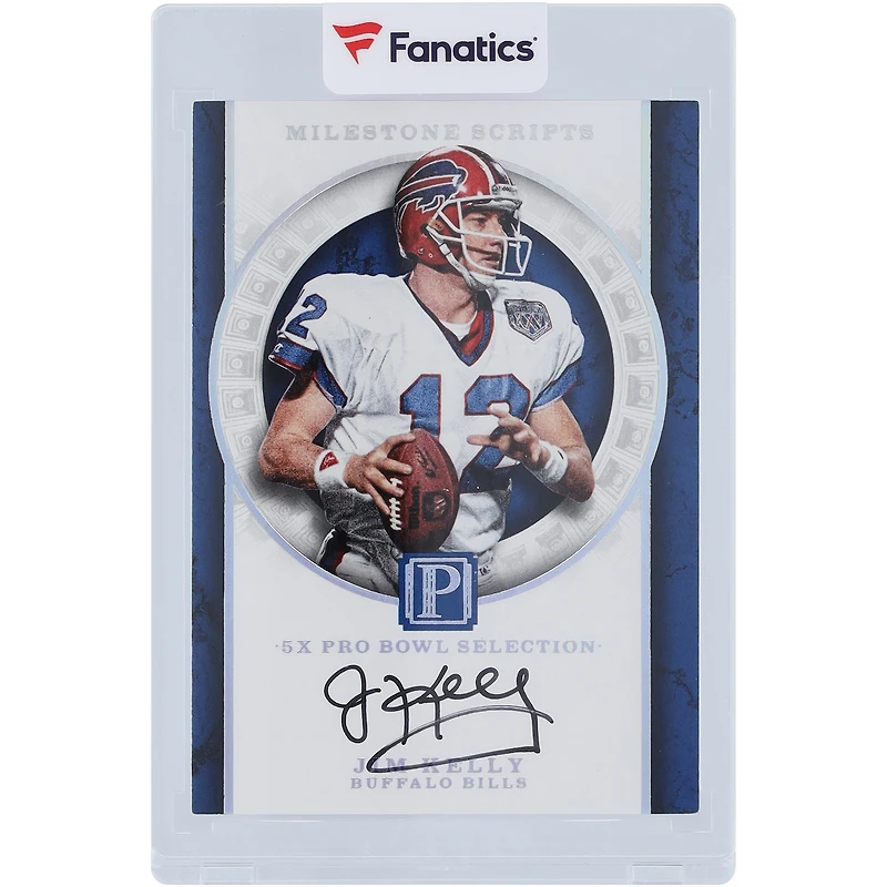 Carte Panini Pantheon Platinum #MS-JK #1/1 2017 autographiée par Jim Kelly Buffalo Bills