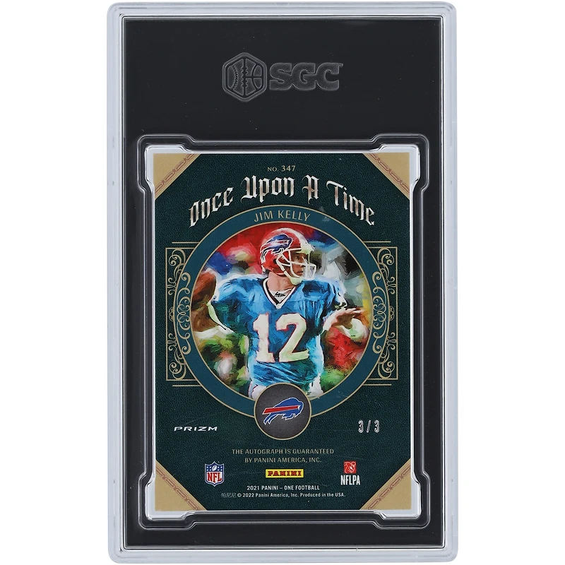 Carte Panini One Bronze Prizm Once Upon A Time #347 #3/3 SGC 9 authentifiée autographiée par Jim Kelly Buffalo Bills 2021
