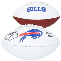 Ballon de football Franklin White Panel autographié par Jim Kelly des Buffalo Bills avec l'inscription « HOF 02 »
