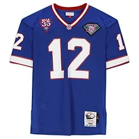 Maillot authentique dédicacé par Jim Kelly des Buffalo Bills par Mitchell & Ness Royal avec inscription « HOF 02 »