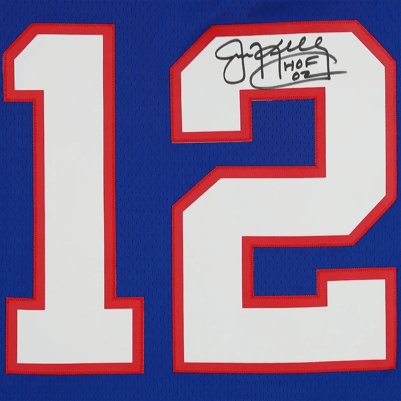 Maillot Royal Mitchell & Ness Legacy autographié par Jim Kelly des Buffalo Bills