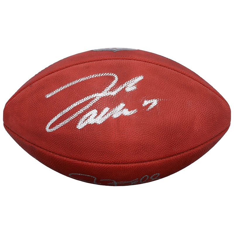 Ballon de football Wilson Duke en couleur, autographié par Josh Allen et Jim Kelly des Buffalo Bills