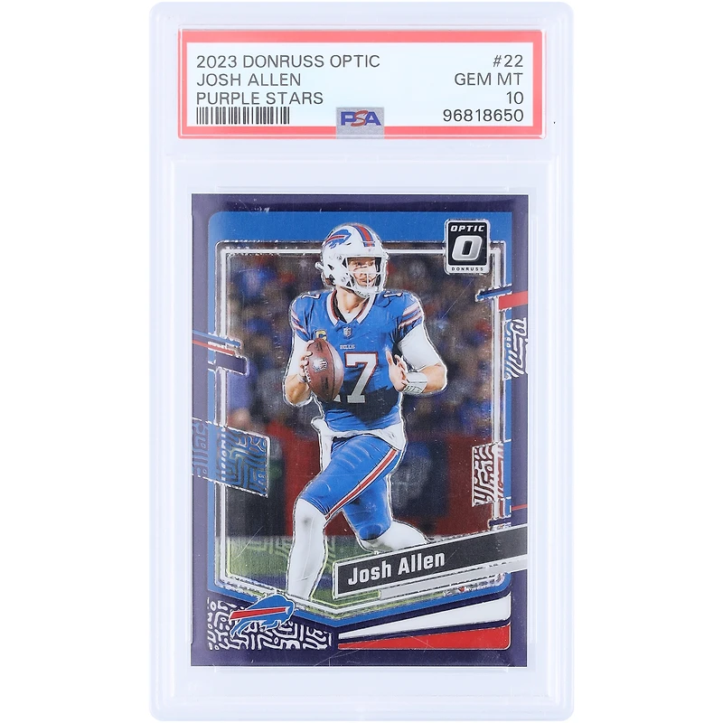 Josh Allen Buffalo Bills 2023 Panini Donruss Optic Purple Stars Prizm #22 #8/15 PSA Authenticated 10 Card