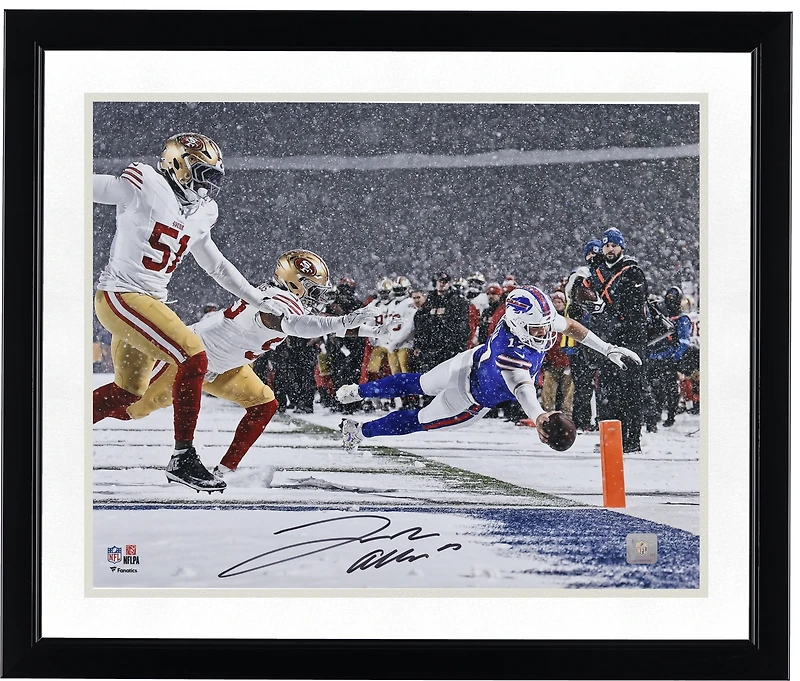 Josh Allen Buffalo Bills Autographed 16" x 20" Diving Snow Touchdown Photograph