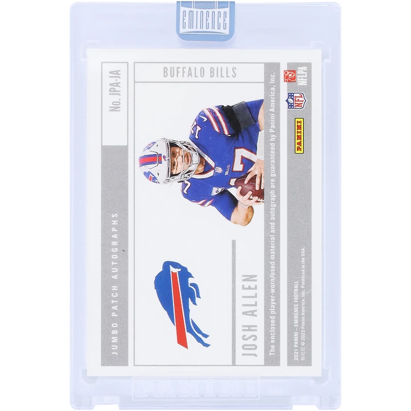 Josh Allen Buffalo Bills Autographed 2024 Panini Eminence Dual-Color Game-Used Relic #JPA-JA #5/5 Card