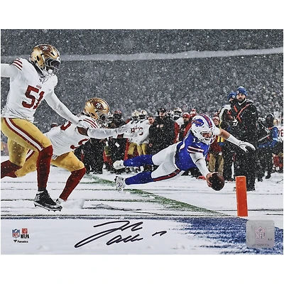 Josh Allen Buffalo Bills Autographed 8" x 10" Diving in Snow Touchdown Photograph