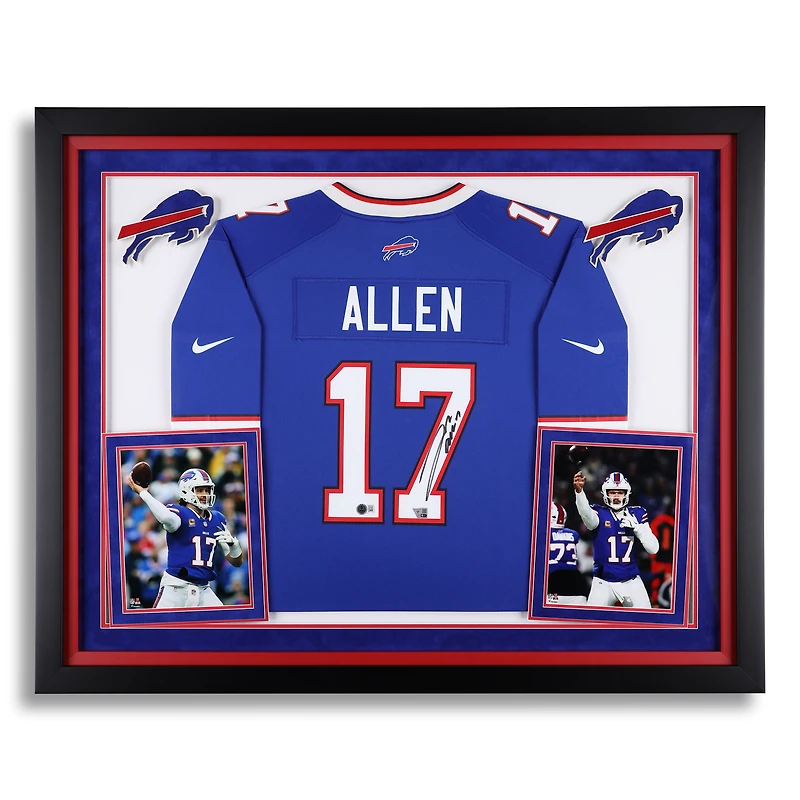 Maillot de jeu Nike Royal encadré de luxe autographié par Josh Allen des Buffalo Bills