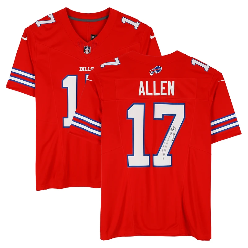 Maillot Nike rouge dédicacé par Josh Allen des Buffalo Bills