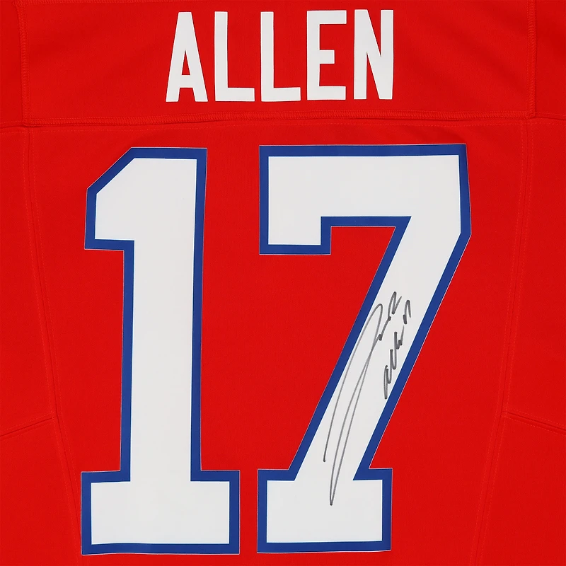 Maillot Nike rouge dédicacé par Josh Allen des Buffalo Bills