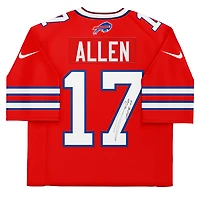 Maillot Nike rouge dédicacé par Josh Allen des Buffalo Bills