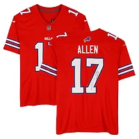 Maillot Nike rouge dédicacé par Josh Allen des Buffalo Bills