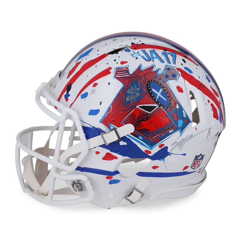 Josh Allen Buffalo Bills Autographed Riddell 2021-Present Speed Authentic Helmet  - Art by King Saladeen - Limited Edition #1/1 - WN55915772