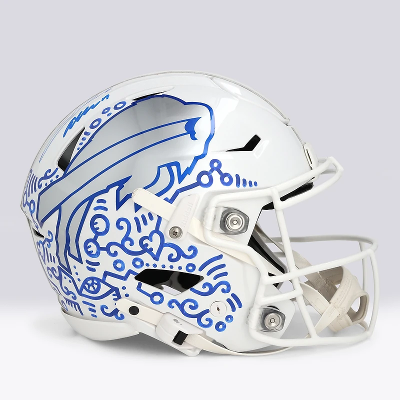Casque Riddell Rivalry Speed Flex Authentic autographié par Josh Allen (Buffalo Bills) - Illustration d'Alex Alpert - Édition limitée n° 1/1 - UW25