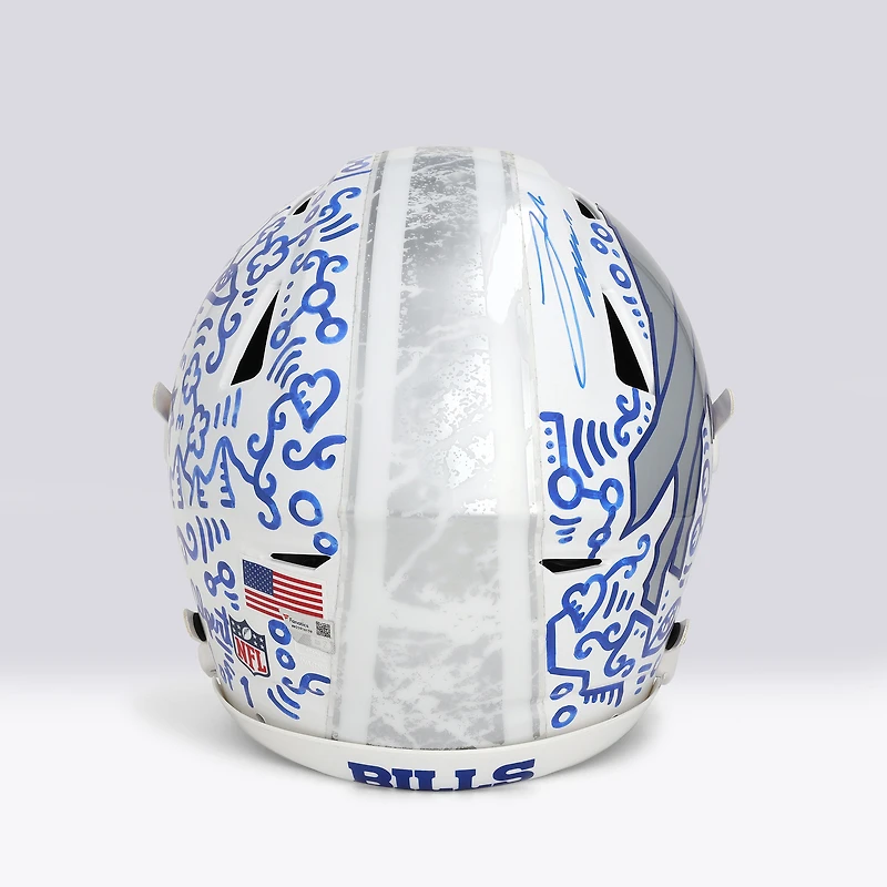 Casque Riddell Rivalry Speed Flex Authentic autographié par Josh Allen (Buffalo Bills) - Illustration d'Alex Alpert - Édition limitée n° 1/1 - UW25