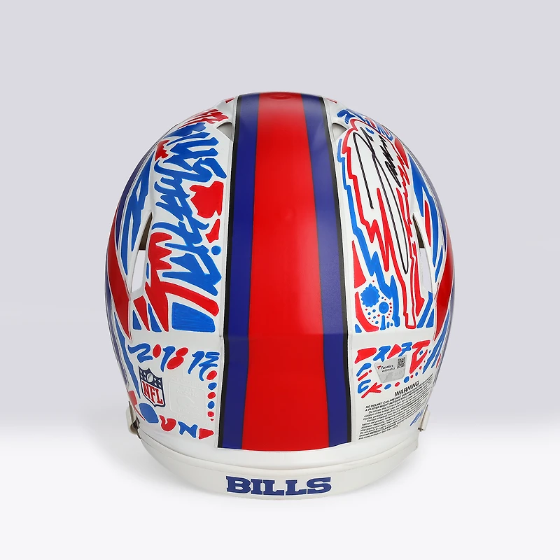 Casque Riddell Speed ​​Authentic autographié par Josh Allen (Buffalo Bills) - Illustration par JK5 - Édition limitée n° 1/1