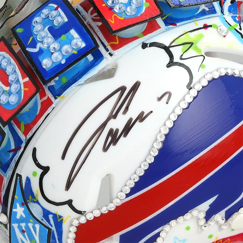 Casque miniature Riddell Speed autographié par Josh Allen (Buffalo Bills) - Illustration de Charles Fazzino - WN55916303