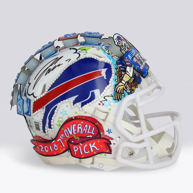 Josh Allen Buffalo Bills Autographed Riddell Speed Mini Helmet - Art by Charles Fazzino - WN55916303