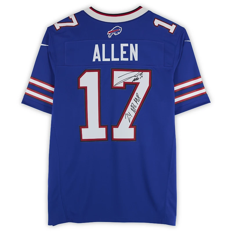 Maillot Nike Vapor F.U.S.E. Royal Limited dédicacé par Josh Allen des Buffalo Bills avec inscription « 24 NFL MVP »