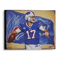 Josh Allen Buffalo Bills Autographed Stretched 20" x 24" Canvas Giclee Print - Art and Signed by Brian Konnick - Limited Edition of 17