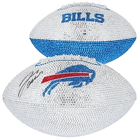 Ballon de football blanc en cristal Swarovski autographié par Josh Allen, Buffalo Bills – Illustration par Rock On Sports