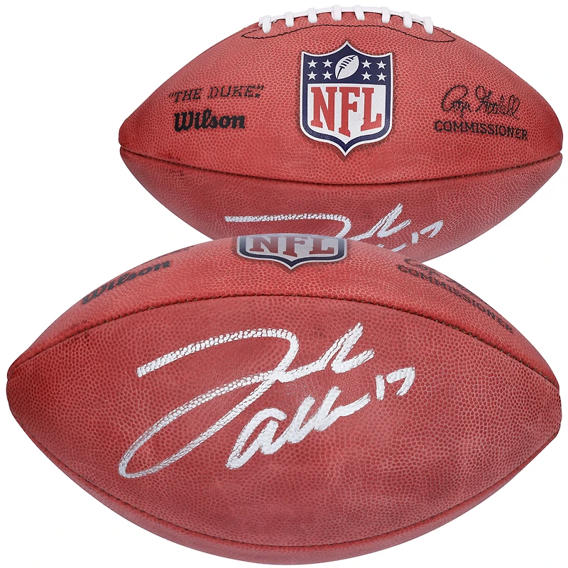 Ballon de football professionnel Wilson Duke entièrement en couleur autographié par Josh Allen Buffalo Bills