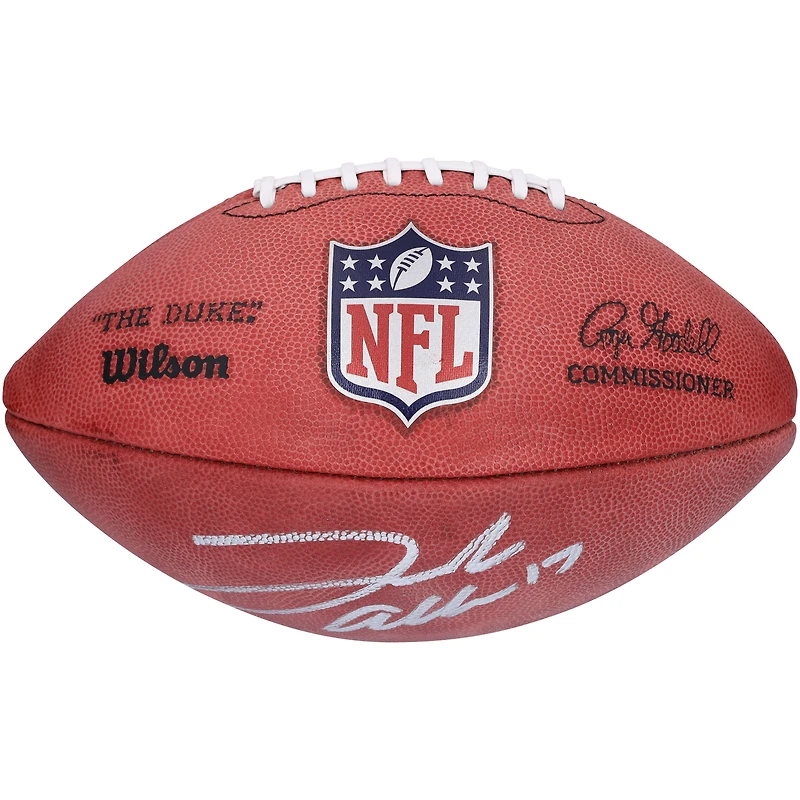 Ballon de football professionnel Wilson Duke entièrement en couleur autographié par Josh Allen Buffalo Bills