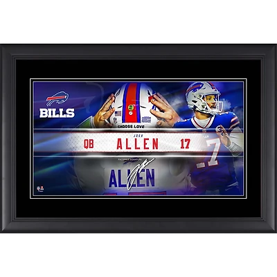 Collage de plaques signalétiques encadrées de Josh Allen Buffalo Bills 10" x 18"