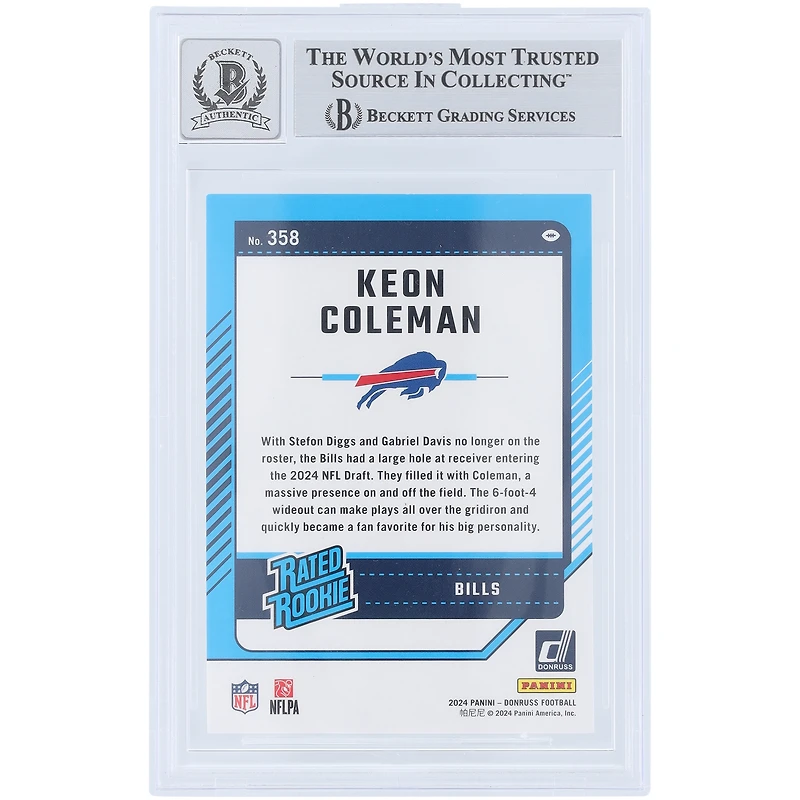 V106832 Bills Keon Coleman Buffalo Bills Autographié 2024 Panini Donruss #358 Beckett Fanatics Witnessed Authentifié 9/10 Rookie Card Keon Coleman AUT PAA TRADING CARDS 45867 AUTTRC CA01F08264 #5