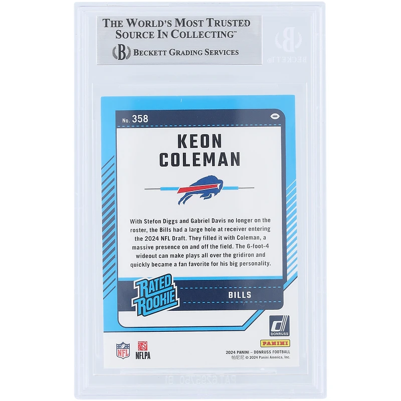 V106832 Bills Keon Coleman Buffalo Bills Autographié 2024 Panini Donruss #358 Beckett Fanatics Witnessed Authenticated Rookie Card Keon Coleman AUT PAA TRADING CARDS 45867 AUTTRC CA01F08262 #3