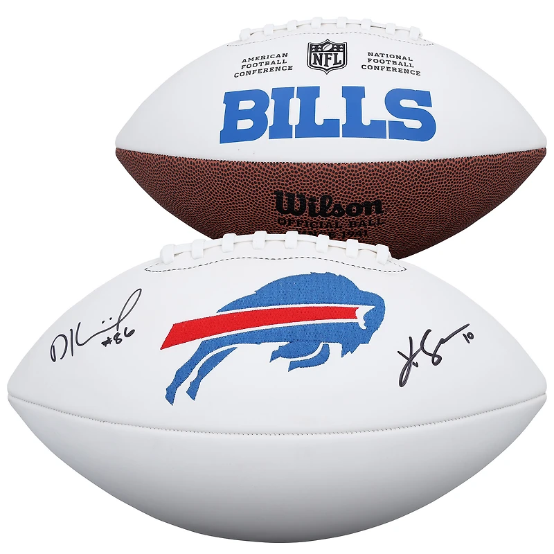Khalil Shakir & Dalton Kincaid Buffalo Bills Autographed Wilson White Panel Football