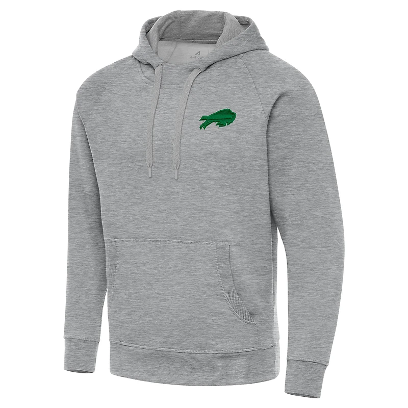 Sweat à capuche Antigua Heather Gray Buffalo Bills pour homme, édition spéciale Saint-Patrick.