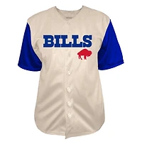 Men's Fanatics  Cream Buffalo Bills Vintage Full-Button Short Sleeve Top