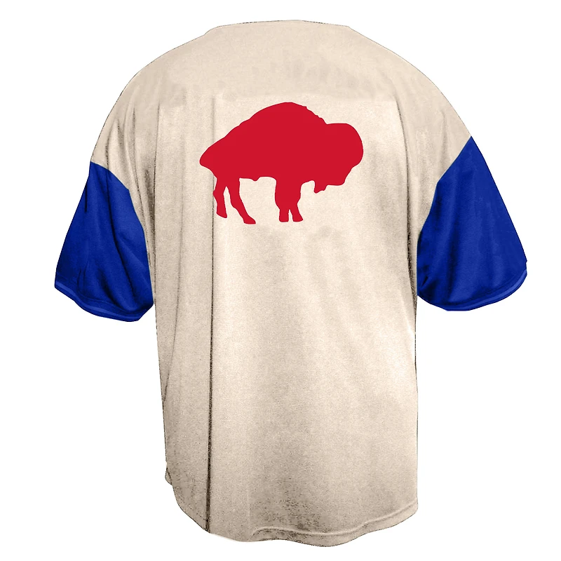 Men's Fanatics  Cream Buffalo Bills Vintage Full-Button Short Sleeve Top