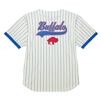 Men's Mitchell & Ness  Cream Buffalo Bills Vintage Logo Final Seconds Full-Button Mesh Top