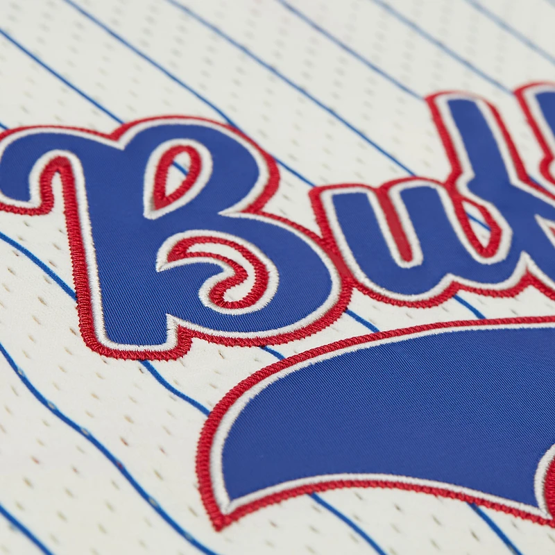 Men's Mitchell & Ness  Cream Buffalo Bills Vintage Logo Final Seconds Full-Button Mesh Top