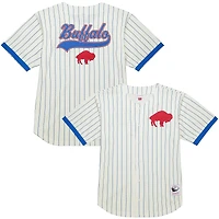 Men's Mitchell & Ness  Cream Buffalo Bills Vintage Logo Final Seconds Full-Button Mesh Top