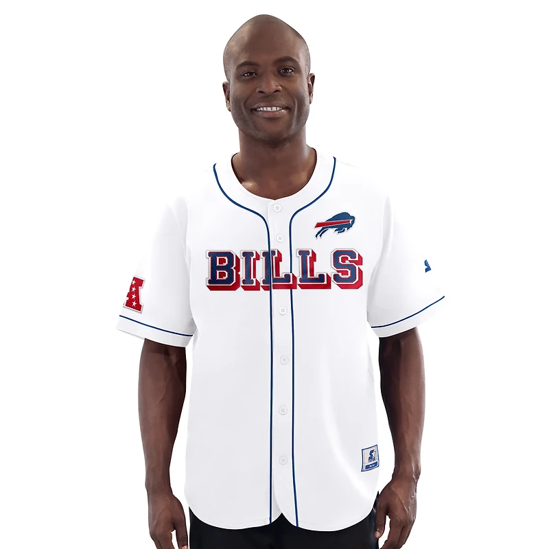 Men's Starter  White Buffalo Bills Button-Up Top